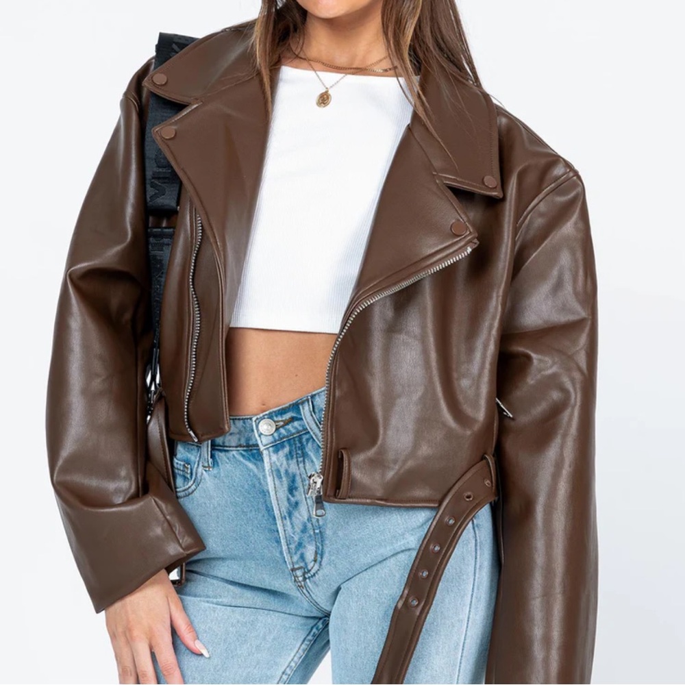 Brown Faux Leather Jacket
